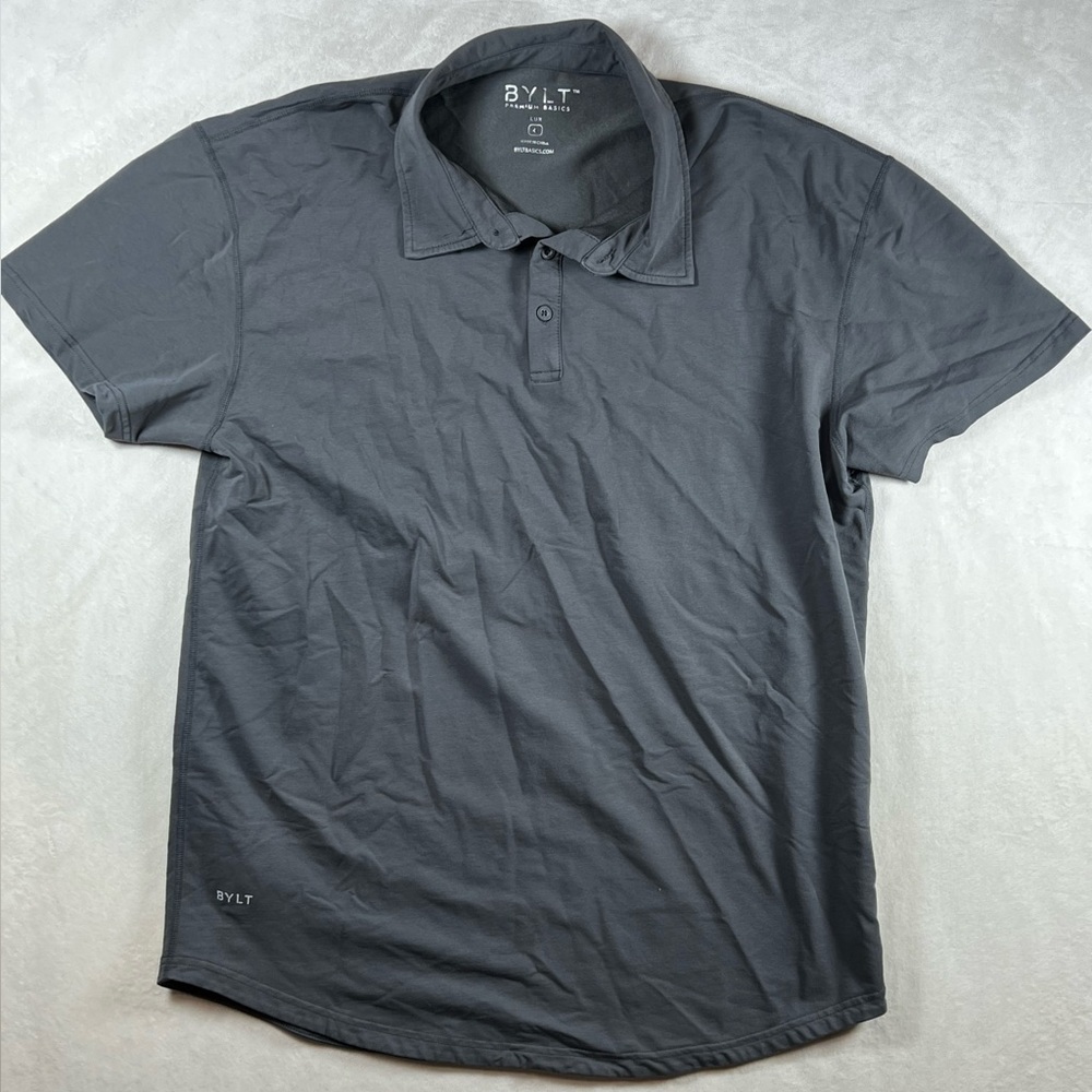 Men’s BYLT Basics XL Drop Lux Gray Performance Stretch Polo Shirt